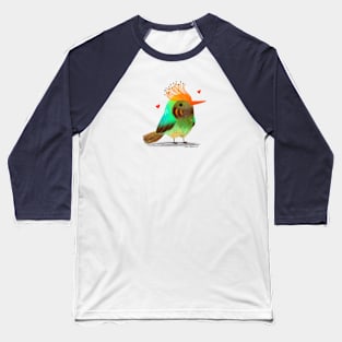 Rufous Crested Coquette bird with hearts Baseball T-Shirt